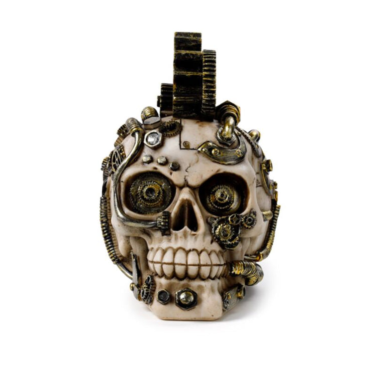 Crâne de style steampunk avec engrenages et plumes accessoires de maison