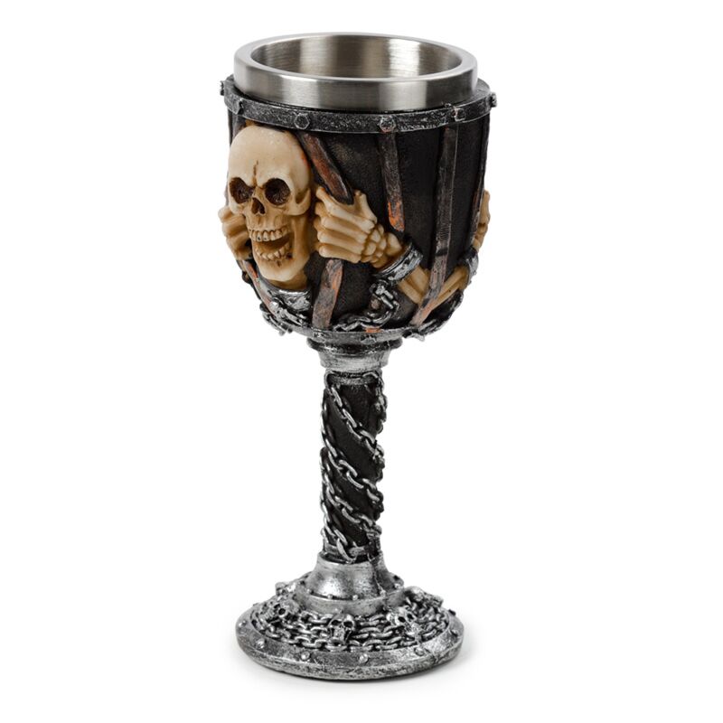 Crâne avec chalice décorative en chaîne