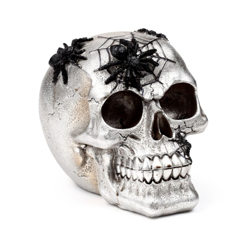 Crâne argenté toile d’araignée noire