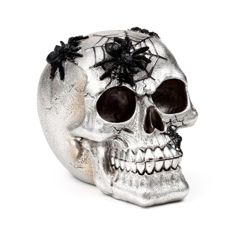 Crâne argenté toile d’araignée noire