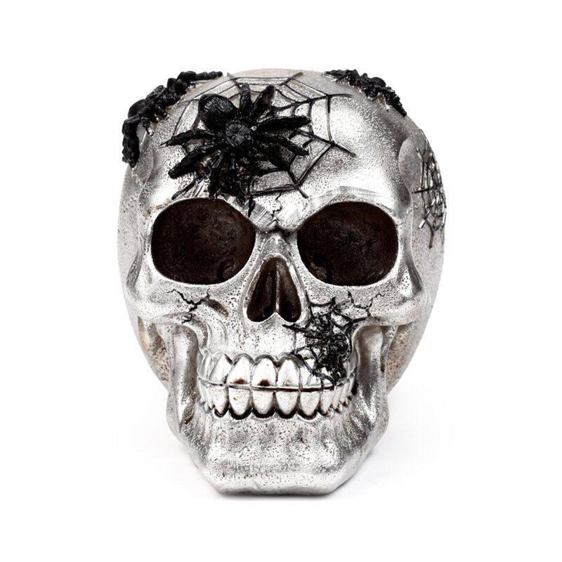 Crâne argenté toile d’araignée noire