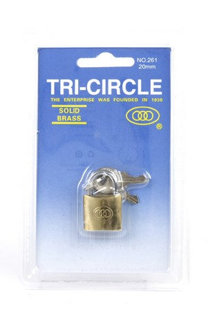 Cadenas à trois cercles 20 mm avec 3 clés sous blister