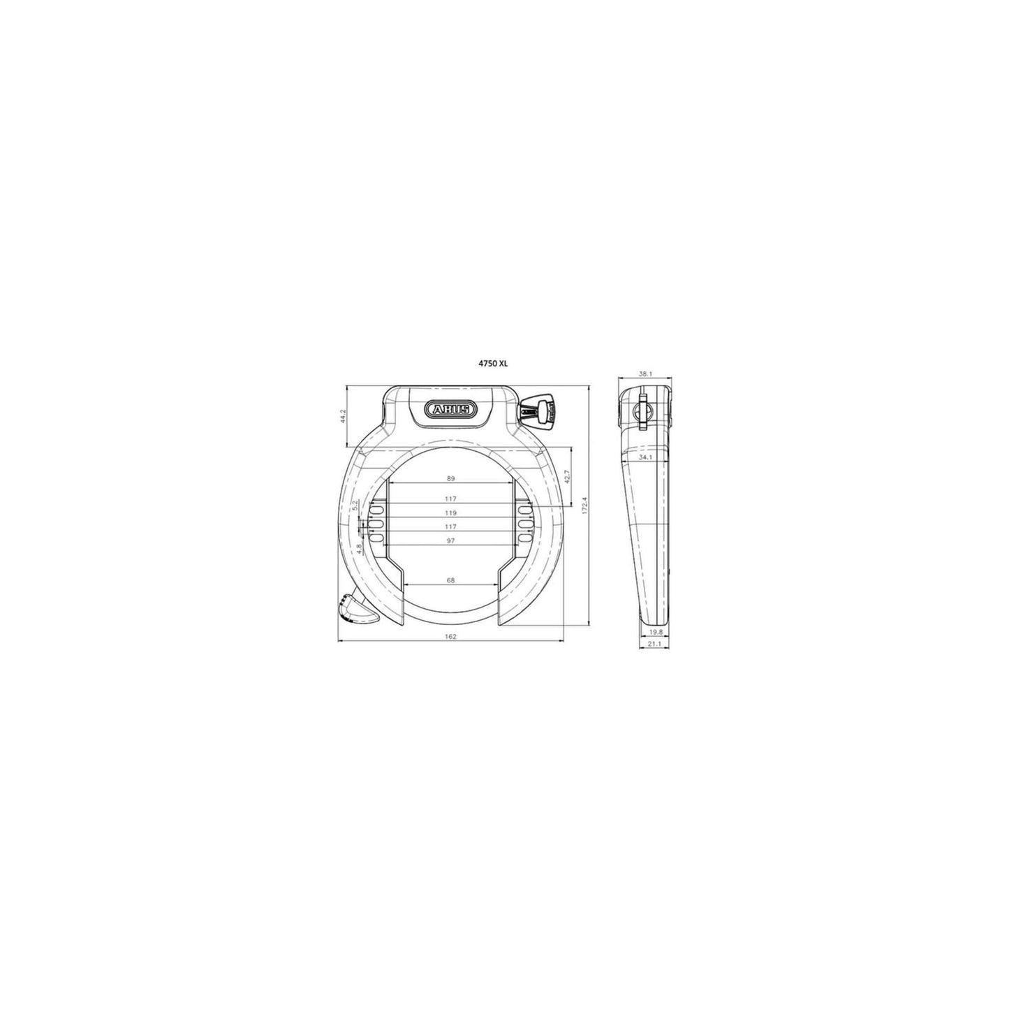 ABUS Frame Ringslot Amparo 4750xl R. Niveau de sécurité 9. avec grande ouverture des roues