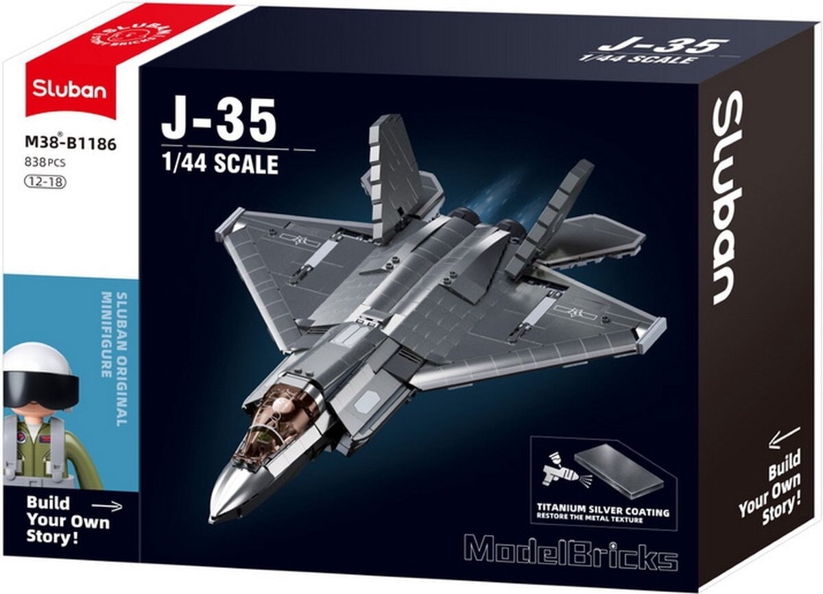 Version de revêtement métallique pour avion furtif Sluban j-35s (m38-b1186)