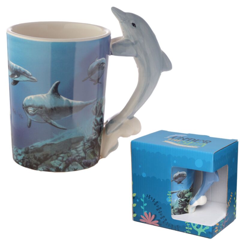 Dolphin sous-marin Formé Handle Ceramic Mug