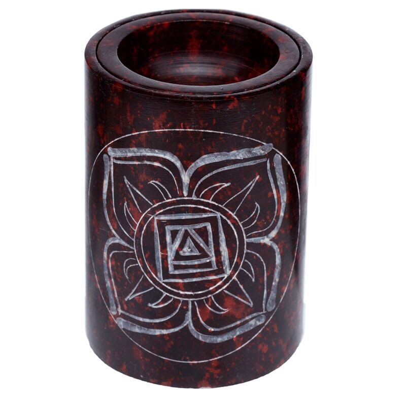 Brûleur de parfum de chakra en pierre rouge coupée