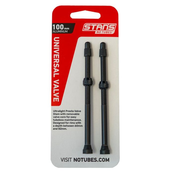 Tige de valve Stans Stan's aluminium (la paire) - universelle, presta - noire - 100mm