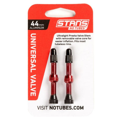 Tige de valve Stans Stan's aluminium (la paire) - universelle, presta - rouge - 44mm