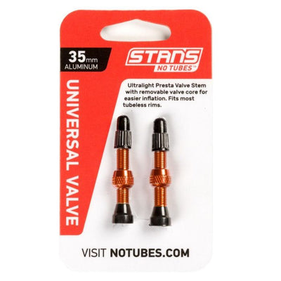 Tige de valve Stans Stan's aluminium (la paire) - universelle, presta - orange - 35mm