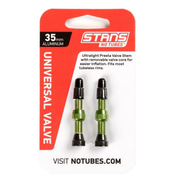 Tige de valve Stans Stan's aluminium (la paire) - universelle, presta - verte - 35mm