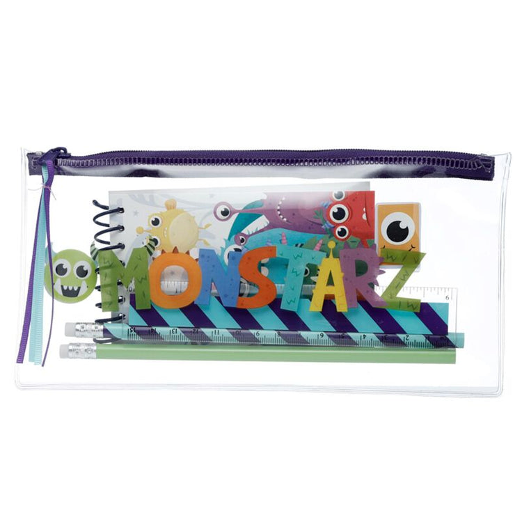 Monstarz Monster 7 pièces de bureau dans des stylos transparents Penny