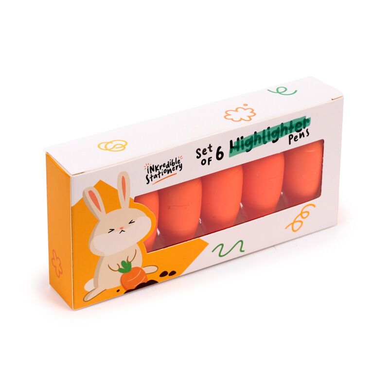 Ensemble de stylo de surligneur de carotte incectible de 6