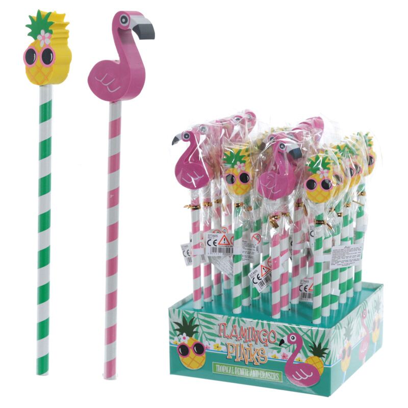 Flamingo et ananas - crayon de gomme