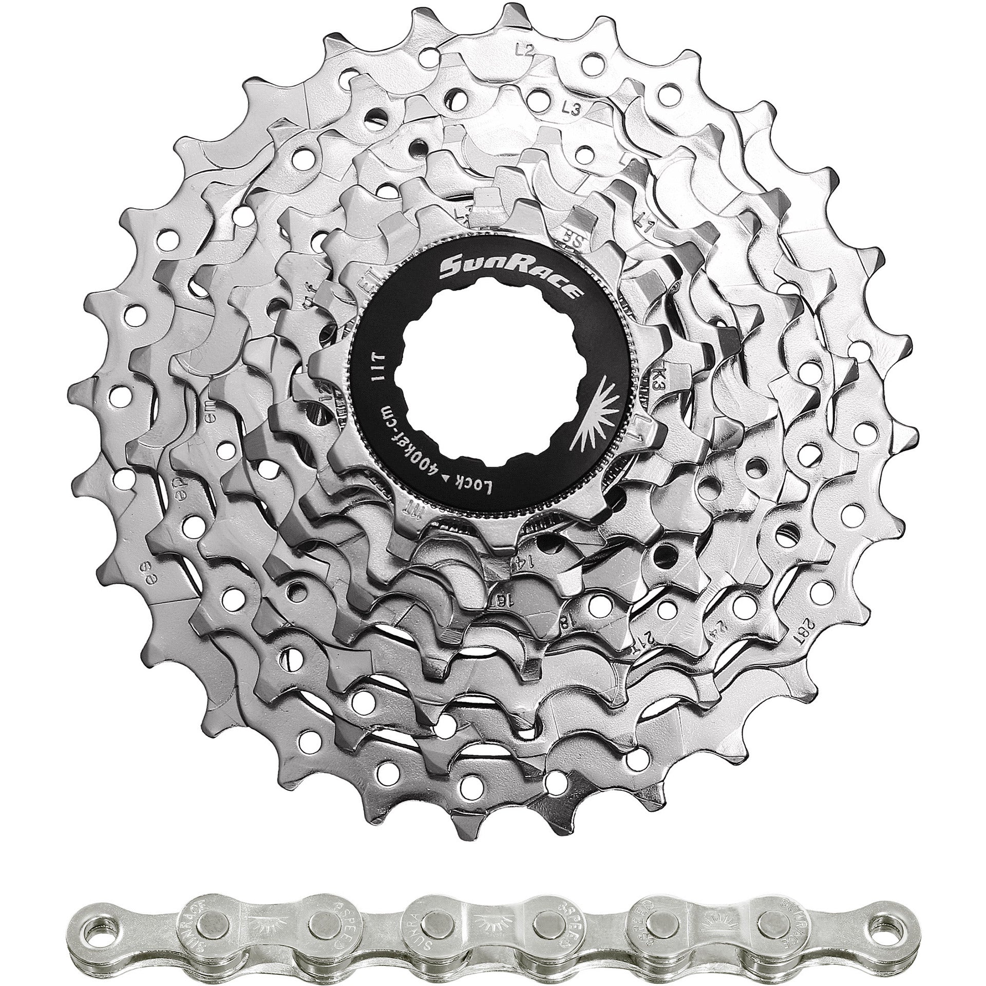 Spanninga sunrace combipack csr86 8v 11-28t avec chaîne cnm84