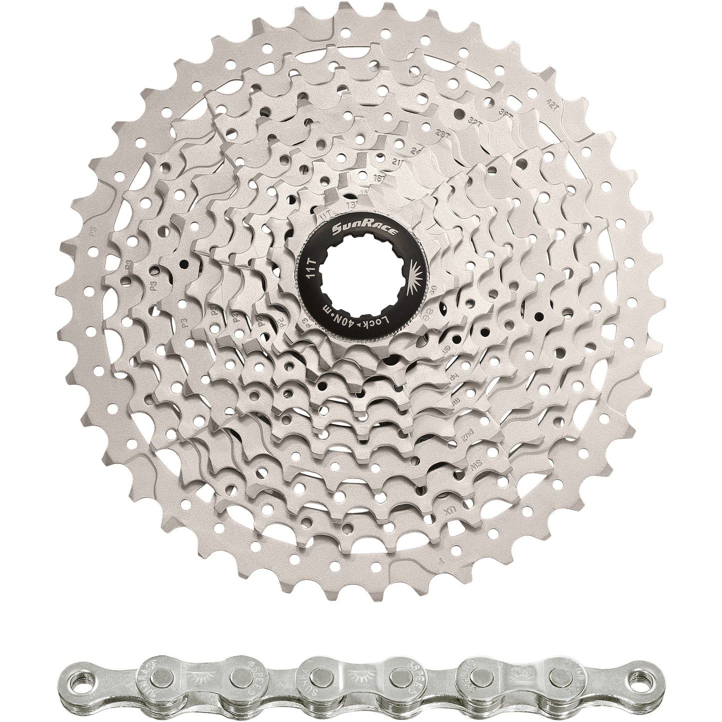Spanninga sunrace cassette csms3 10v 11-42t métallique (10pcs)