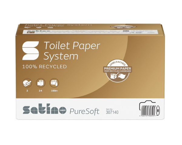 Papier toilette Satino puresoft avec capuchon 2 couches (24x 100m)