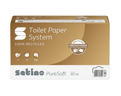 Papier toilette Satino puresoft avec capuchon 2 couches (24x 100m)
