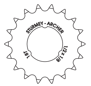 Gear Sturmey Archer 18T 1 8 Modèle plat Chrome