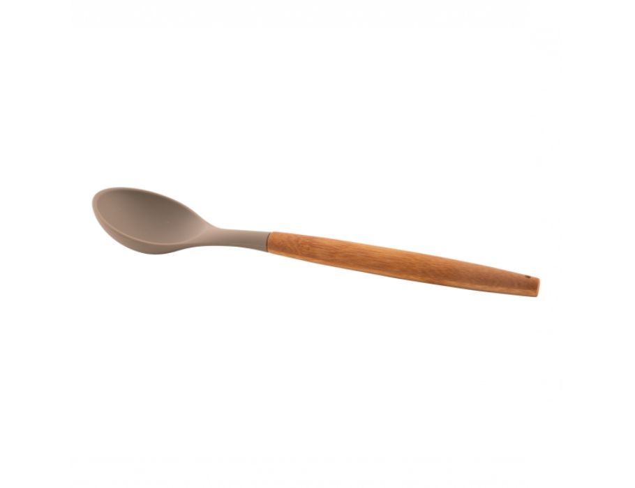 Point Virgule servant la cuillère en silicone Bamboo Handle Taupe