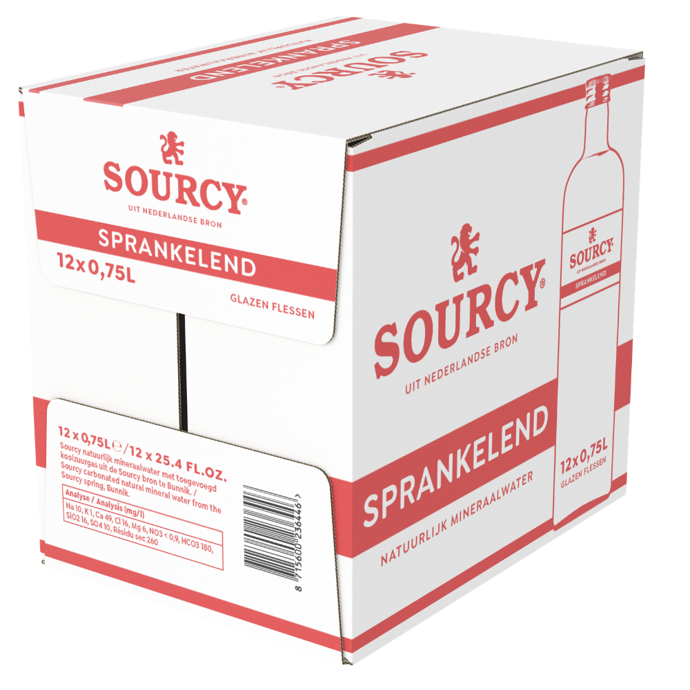 Verre pétillant d'eau minérale rouge Sourcy (12x75cl)