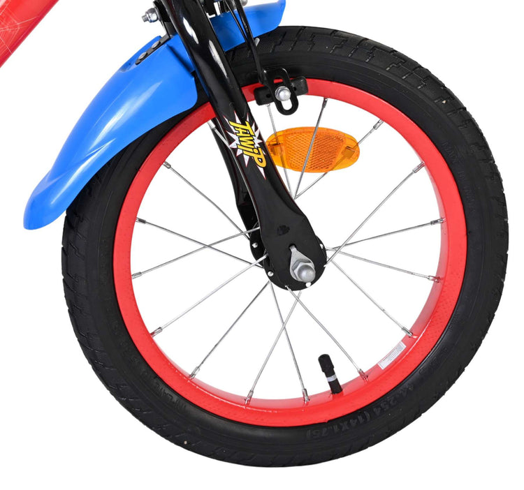 Vélo pour enfants Spiderman Spider-Man - garçons - 14 pouces - bleu rouge - deux freins à main