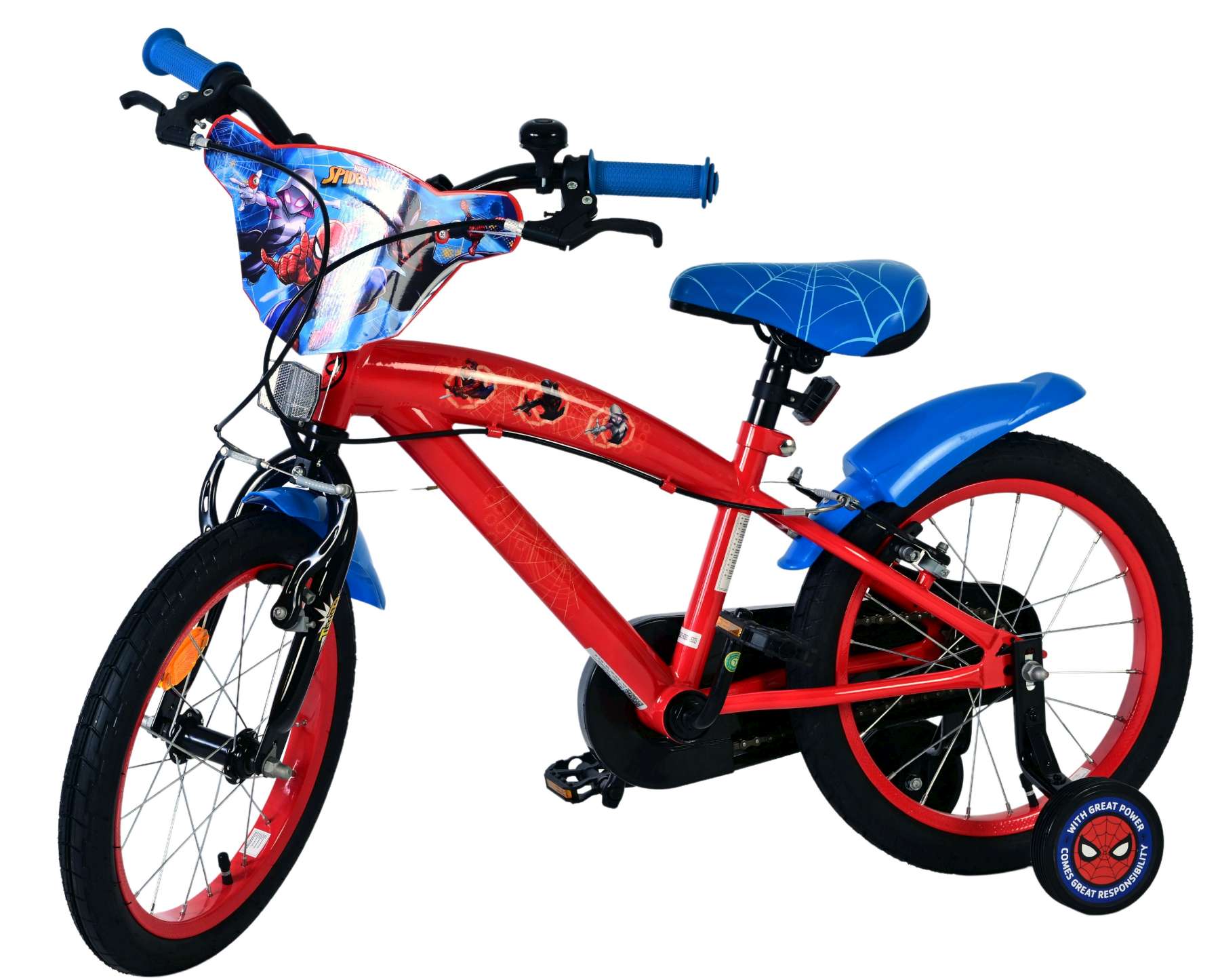 Vélo pour enfants Spiderman Spider-Man - garçons - 16 pouces - bleu rouge - deux freins à main