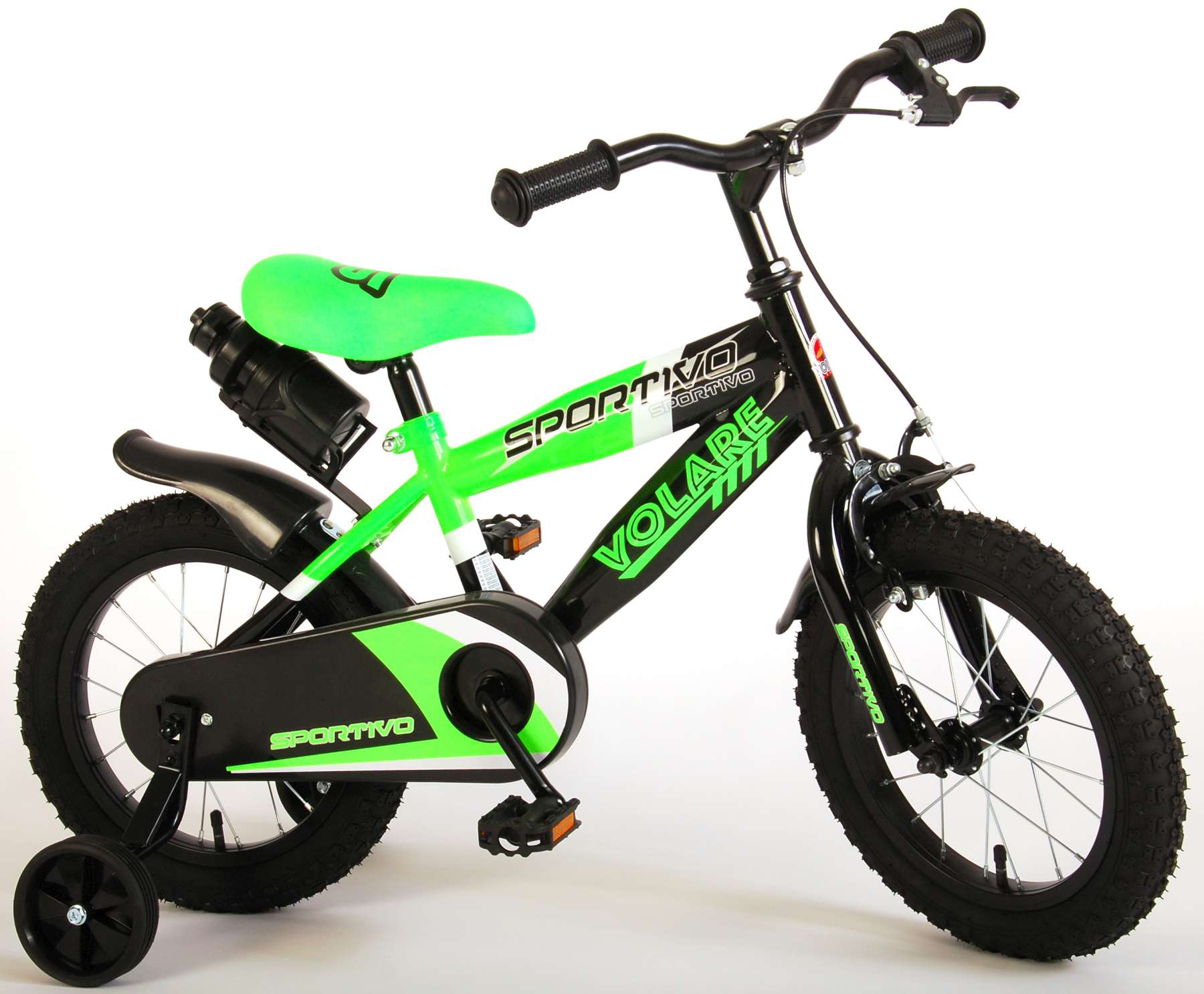 Volare Sportivo Children's Bicycle - Boys - 14 pouces - Black vert néon - 95% assemblé