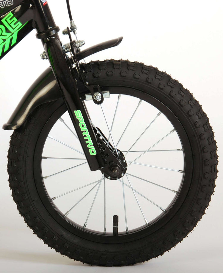 Volare Sportivo Children's Bicycle - Boys - 14 pouces - Black vert néon - 95% assemblé