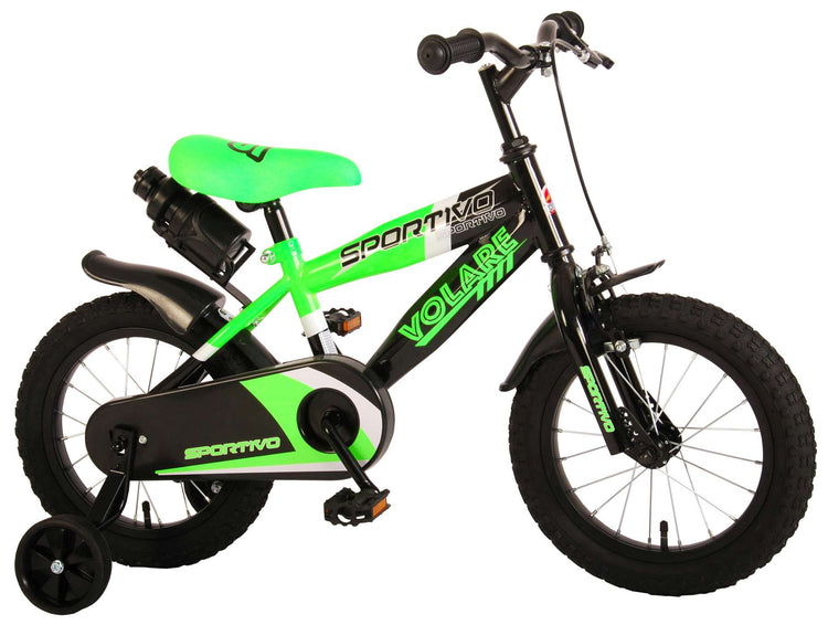 Volare Sportivo Children's Bicycle - Boys - 14 pouces - Black vert néon - 95% assemblé