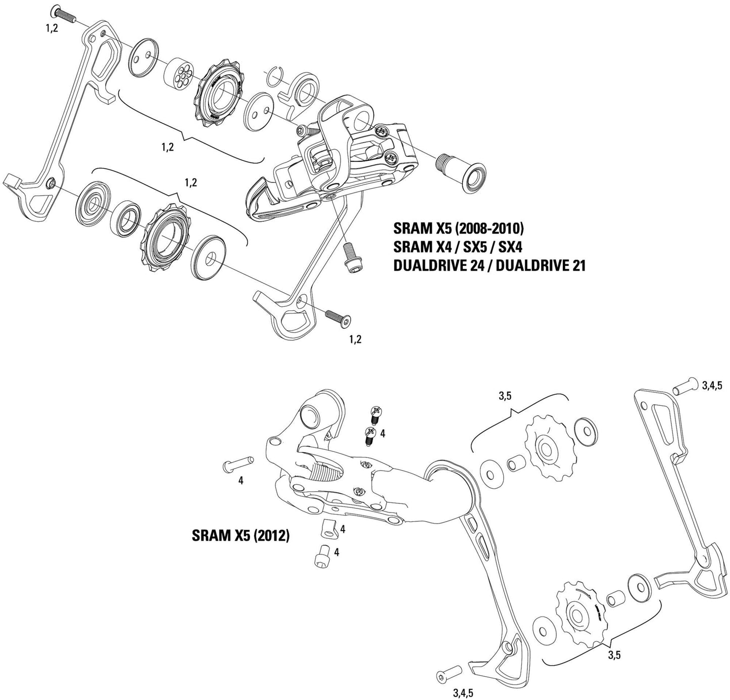 Déraille arrière SRAM. X5 10-SP Cage B