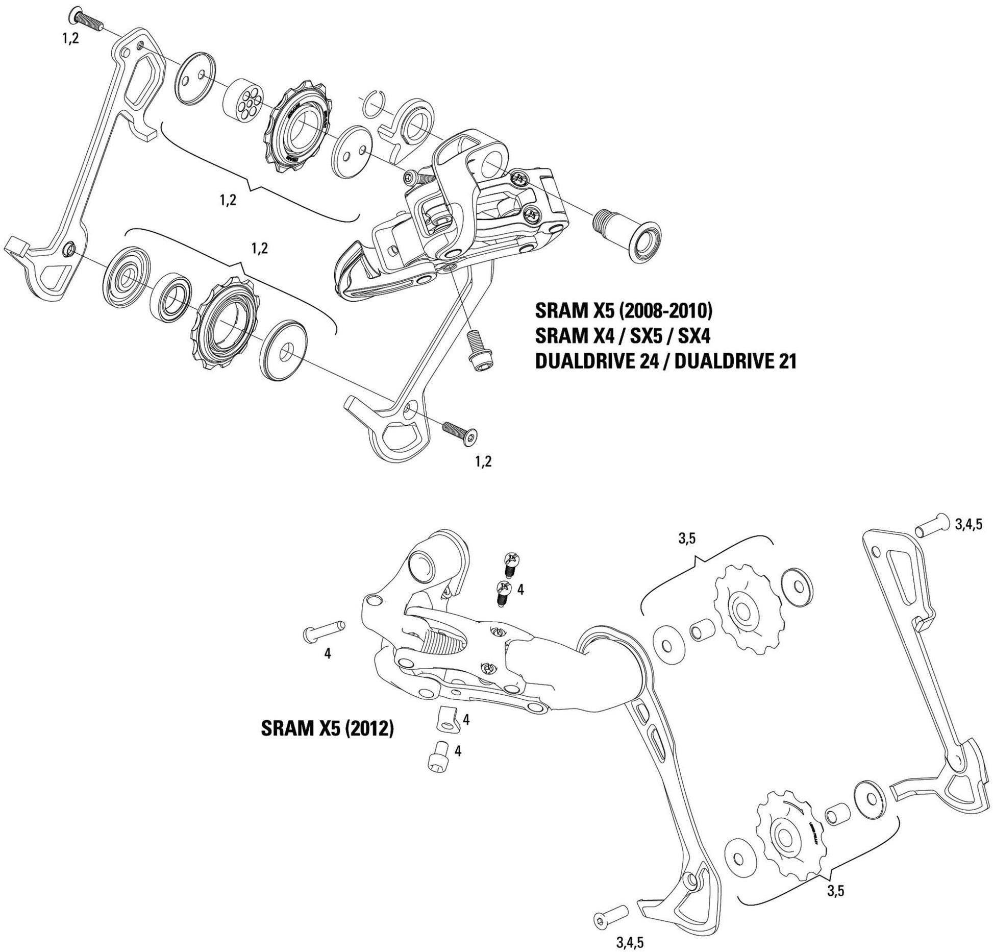 Déraille arrière SRAM. X5 10-SP Cage B