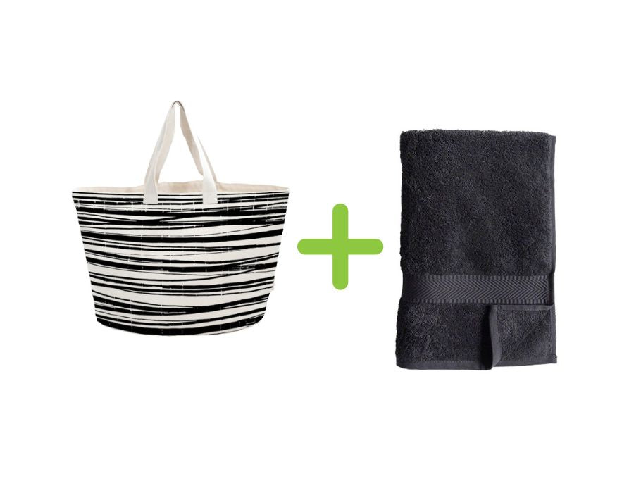 Bowevil Beach Sac + serviette de bain (100x180 cm) anthracite