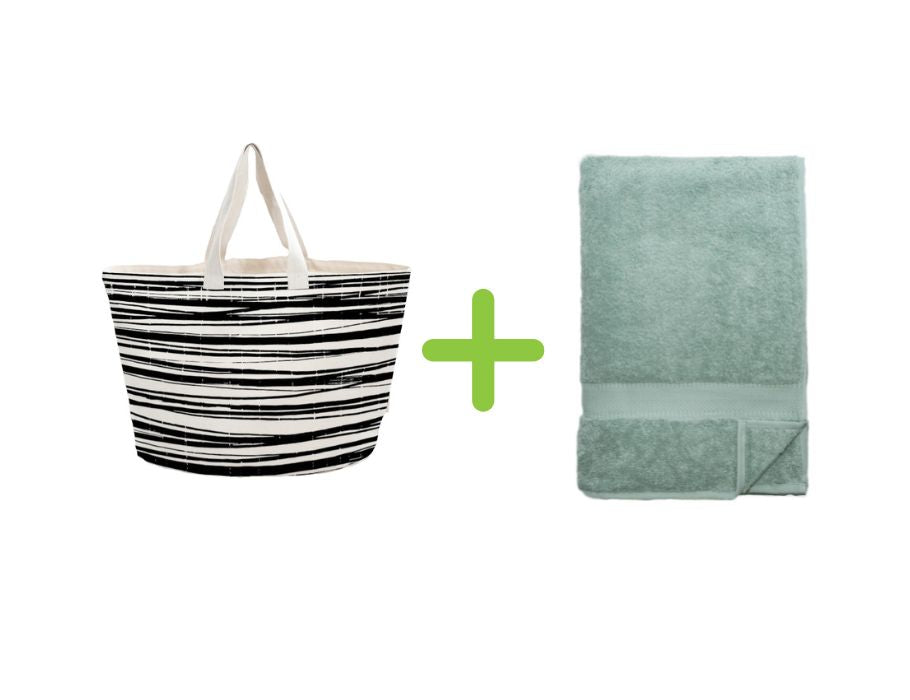 Bowevil Beach Sac + serviette de bain (100x180 cm) vert minéral