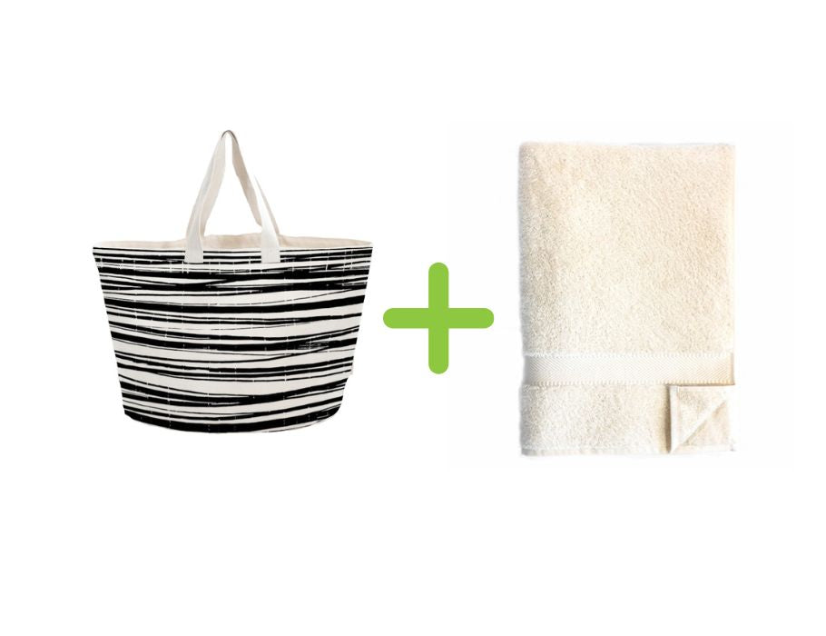 Bowevil Beach Sac + serviette de bain (100x180 cm) naturel