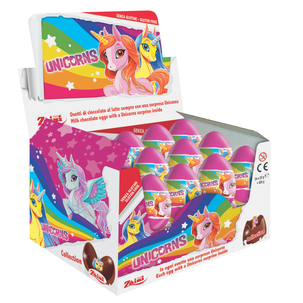 Zaini oeuf surprise chocolat licorne (24x 20gr)
