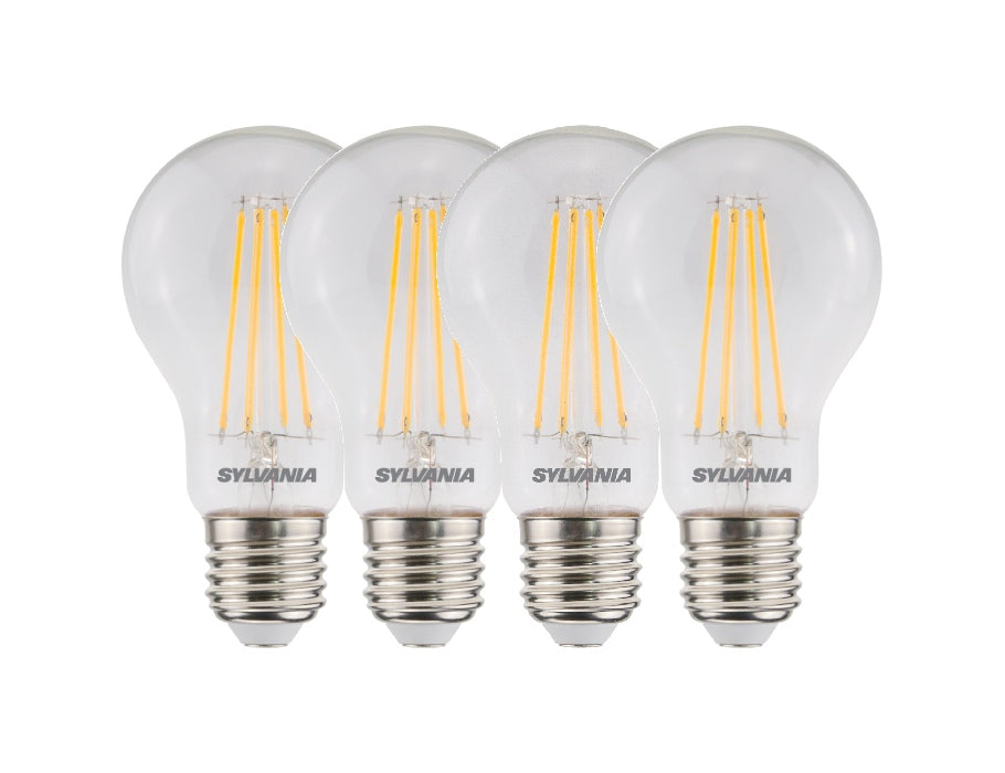 Lampe à LED de Sylvania - E27 - 806 LM - Bol - Clear - Filament - 4 pièces