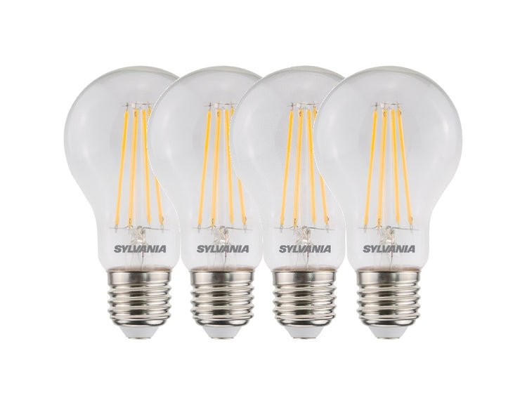 Lampe à LED de Sylvania - E27 - 806 LM - Bol - Clear - Filament - 4 pièces