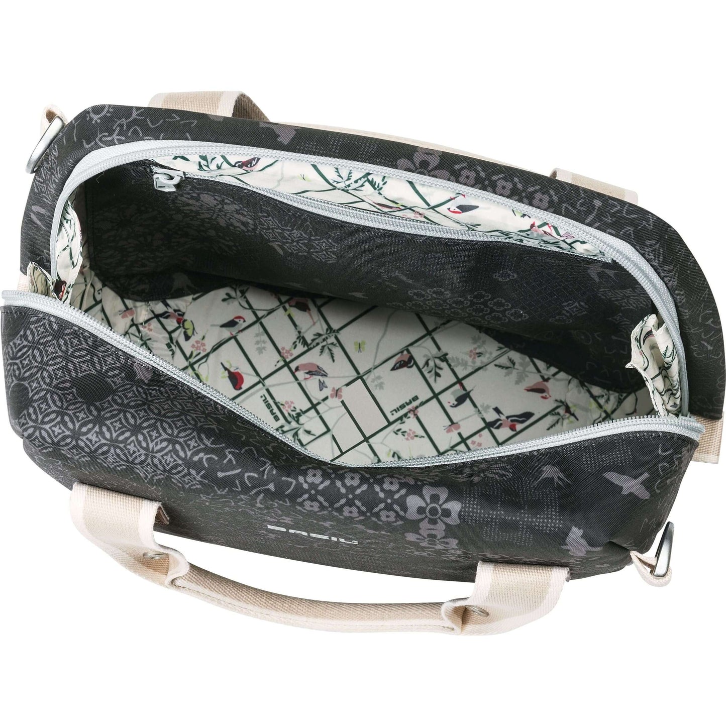 Basil Bohème City Bag - élégant sac vert à main, à bandoulière et à guidon pour femmes, adapté aux vélos électriques et aux vélos de ville - noir