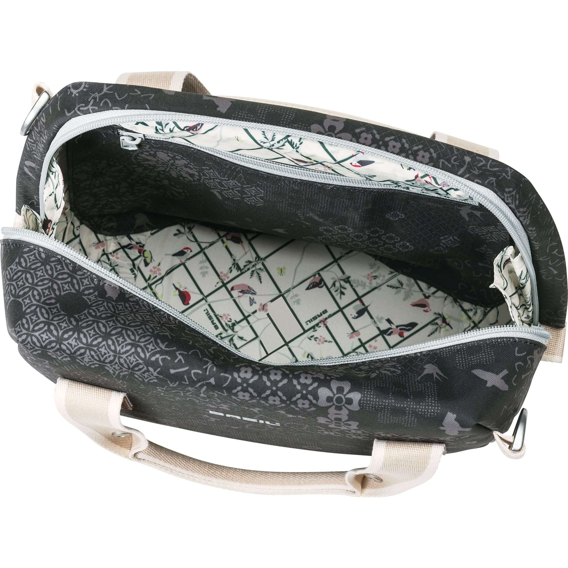 Basil Bohème City Bag - élégant sac vert à main, à bandoulière et à guidon pour femmes, adapté aux vélos électriques et aux vélos de ville - noir