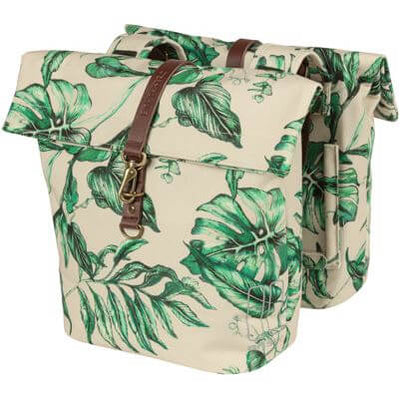 Basil Ever-Green sacoche double pour vélo, PET recyclé, fermeture pliante résistante à l'eau, unisexe, vélo, beige sablonneux