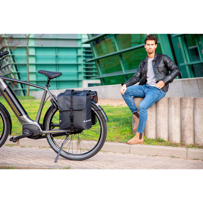 Nouveau Looxs Pannier Bag Odense - Double, Black, Water-repellent, Reflection, Convient aux vélos électriques