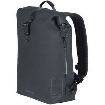 Basil Soho Mik Side Bicycle Sac à vélo - noir, imperméable, PU, ​​Nordlicht LED, 17L