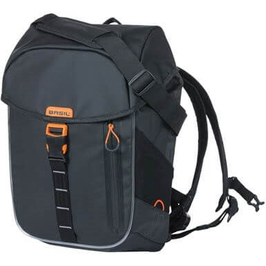 Basil Miles Tarpaulin bicycle backpack Nordlicht - Sac à dos noir imperméable pour cyclistes - 17L - Unisex - Sportif - Noir