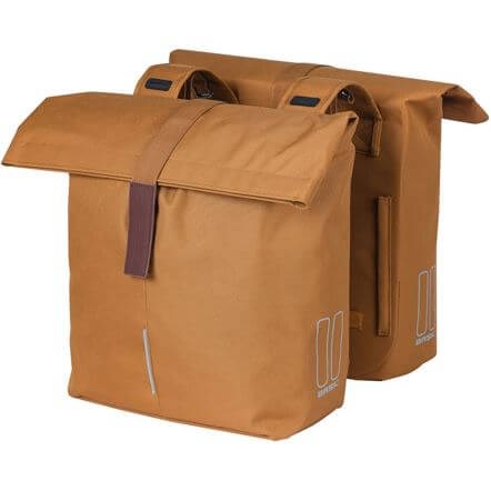 Basil City sacoche double pour vélo, hydrofuge, marron camel, système Universal Bridge, 28-32L