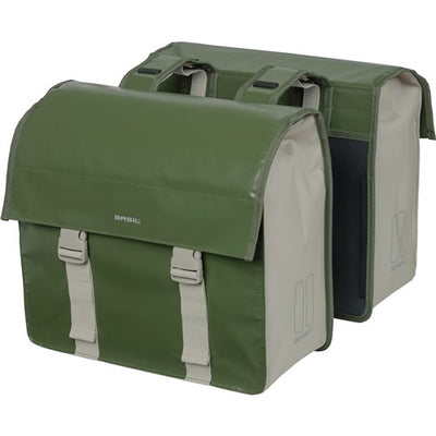 Basil Urban Load Double Bicycle Sac - Polyester étanche à la bâche - Sable vert - 48-53L