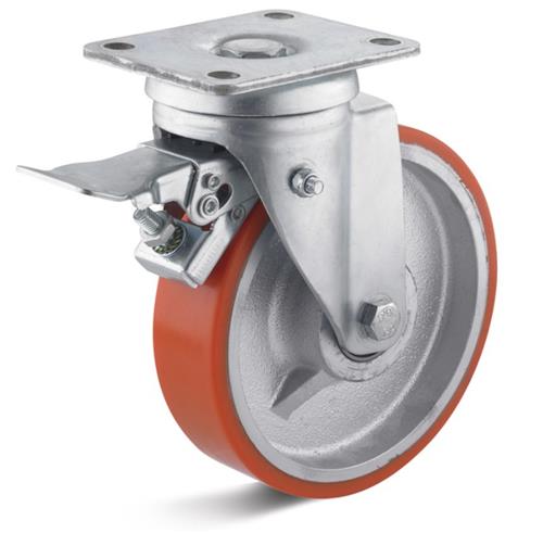 Roulette pivotante Torwegge + frein robuste 125x50mm