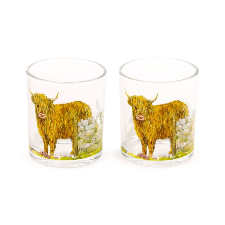 Jan Pashley Highland Cow Set 2 verres à boissons de verre 350 ml