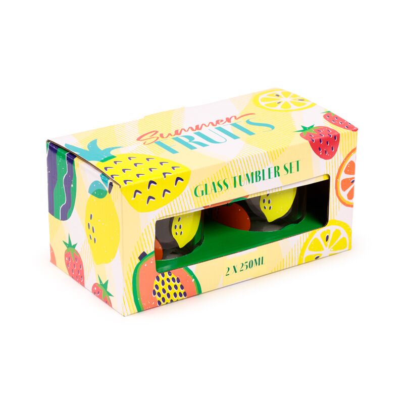 Ensemble de fruits d'été 2 verres de verres à boire 350 ml