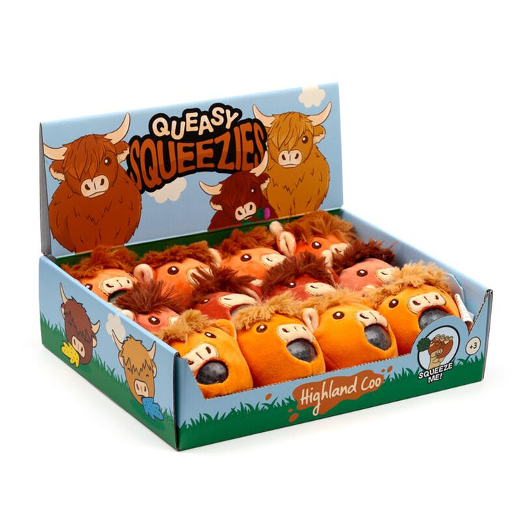 Queasy Squeezies Jouet à presser en forme de vache Highland Coo