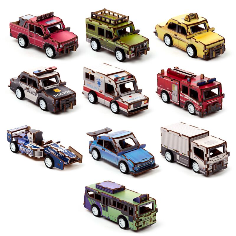 Véhicules motorisés 48 pièces 3D Puzzle en bois pour enfants en bois en bois